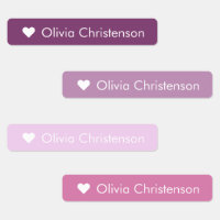Cute Pastel Heart Name Skinny Kids' Labels