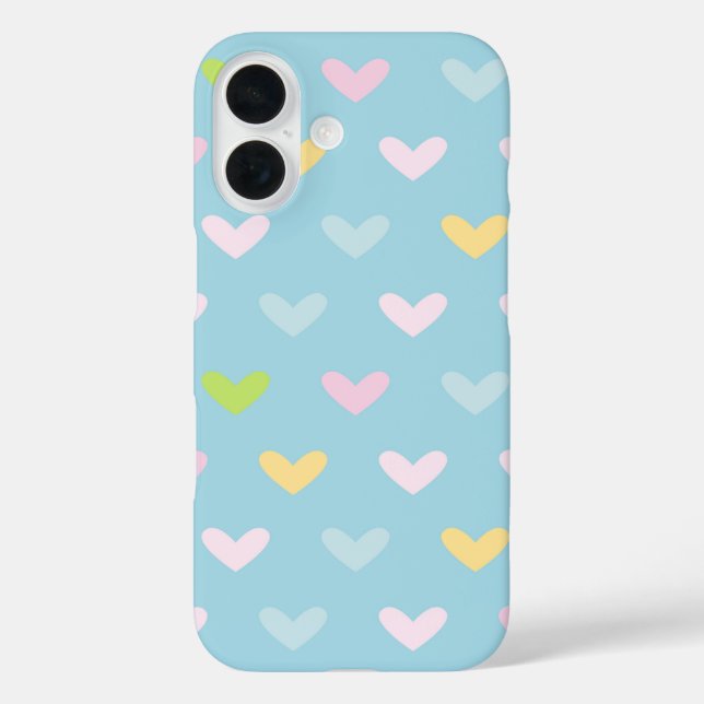 Cute Pastel Hearts Pattern Light Blue Case-Mate iPhone Case (Back)