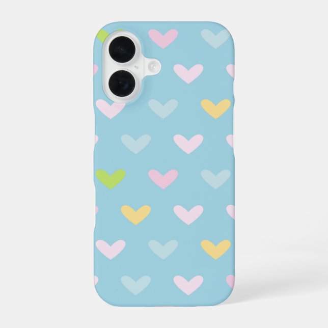 Cute Pastel Hearts Pattern Light Blue Iphone Case (Back)