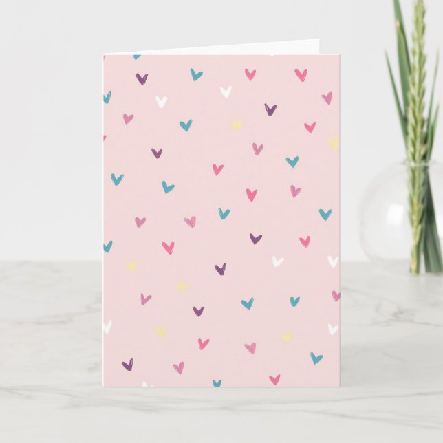 Cute Pastel Hearts Pink Card (Front)