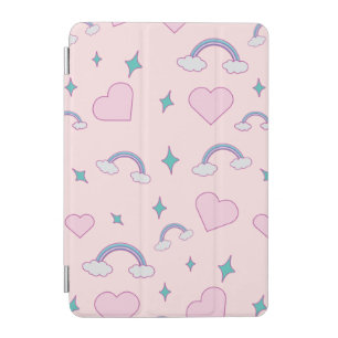 Cute Pastel Hearts & Rainbow Pattern   Kawaii Pink iPad Mini Cover