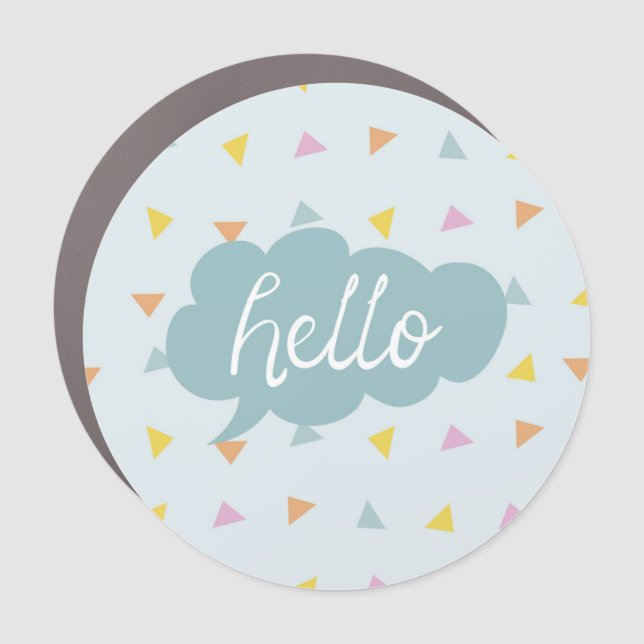 Cute Pastel Hello Car Magnet (Front)