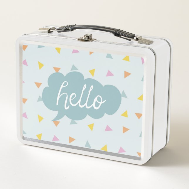 Cute Pastel Hello Metal Lunch Box (Front)