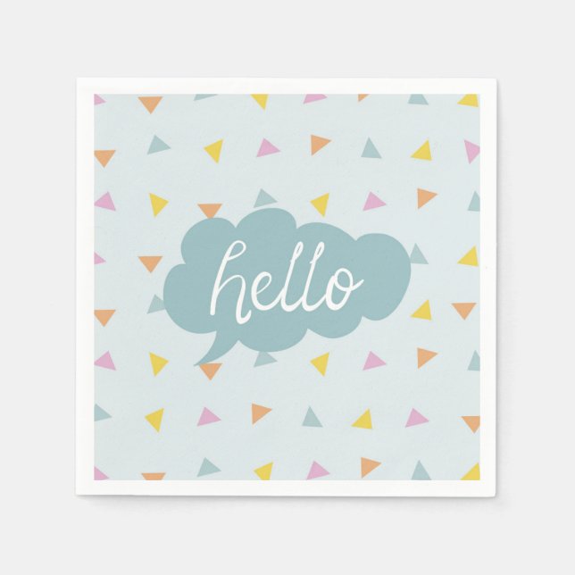 Cute Pastel Hello Napkins (Front)