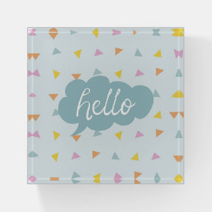 Cute Pastel Hello Paperweight