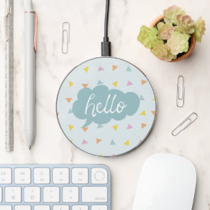 Cute Pastel Hello Wireless Charger