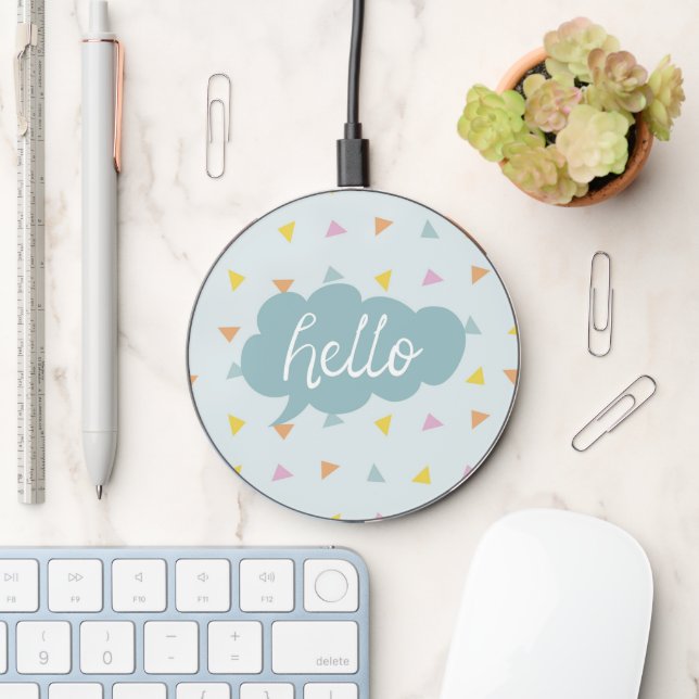 Cute Pastel Hello Wireless Charger (Desk)