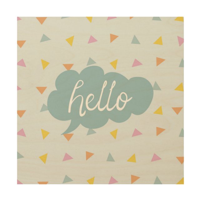 Cute Pastel Hello Wood Wall Art (Front)