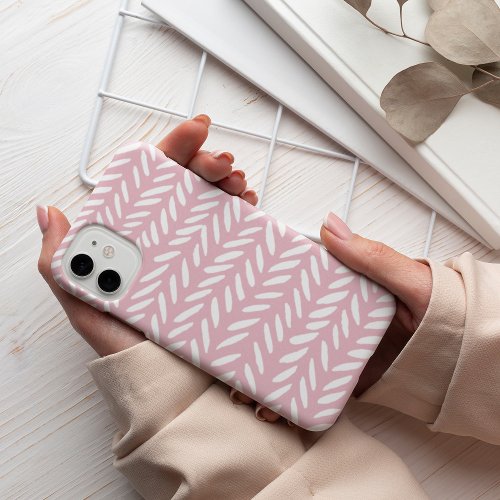 Cute pastel herringbone pattern on pink iPhone 13 case