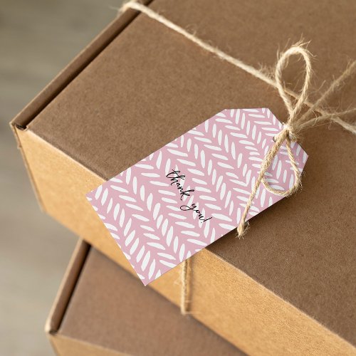 Cute pastel herringbone pattern on pink gift tags