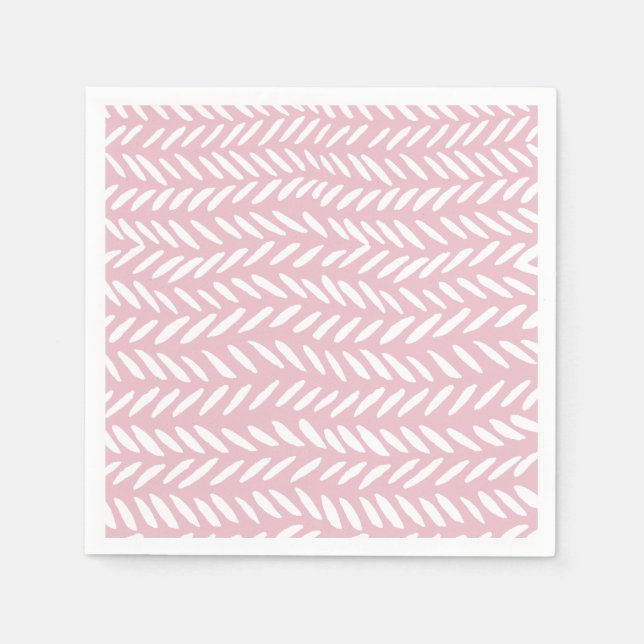 Cute pastel herringbone pattern on pink napkins (Front)