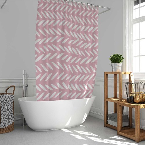 Cute pastel herringbone pattern on pink square shower curtain