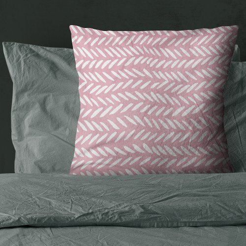 Cute pastel herringbone pattern on pink throw pillow