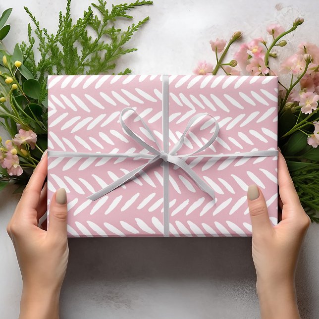 Cute pastel herringbone pattern on pink wrapping paper sheets (Creator Uploaded)