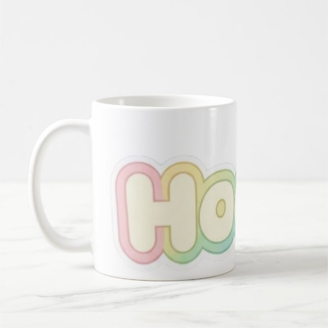 Cute Pastel HOOOO Text design  Coffee Mug (Left)