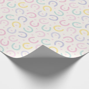 Cute Pastel Horseshoes and hearts on cream Wrapping Paper