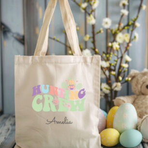Cute Pastel Hunting Crew Easter Egg Hunt Tote Bag