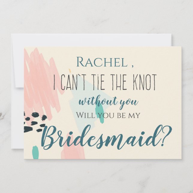 Cute Pastel I can't Tie The Knot Without You Invitation (Front)