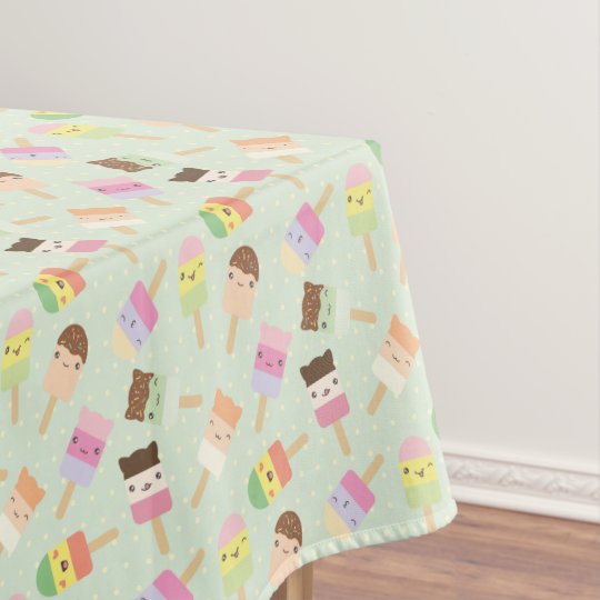 Cute Pastel Ice Cream Pattern Tablecloth