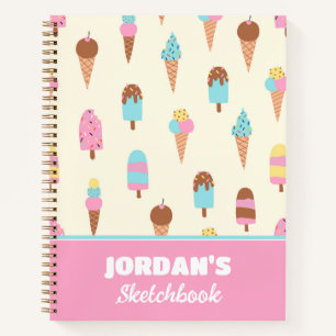 Cute Pastel Ice Cream Sweets Child's Sketchbook Notebook