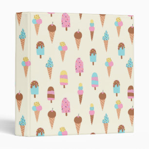 Cute Pastel Ice Cream Sweets Pattern 3 Ring Binder