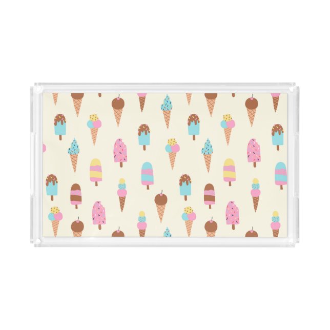 Cute Pastel Ice Cream Sweets Pattern Acrylic Tray (Front)
