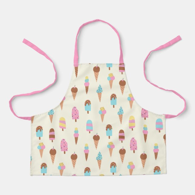 Cute Pastel Ice Cream Sweets Pattern Apron (Front)