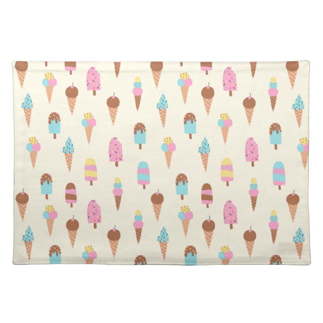 Cute Pastel Ice Cream Sweets Pattern Cloth Placemat (Front)