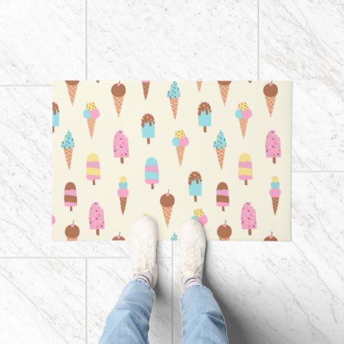 Cute Pastel Ice Cream Sweets Pattern Doormat