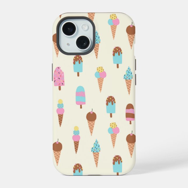 Cute Pastel Ice Cream Sweets Pattern Iphone Case (Back)