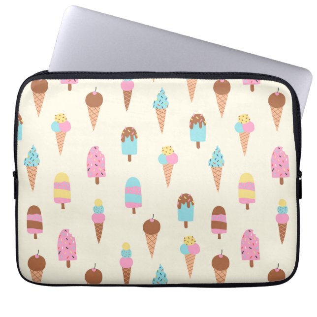 Cute Pastel Ice Cream Sweets Pattern Laptop Sleeve (Front)