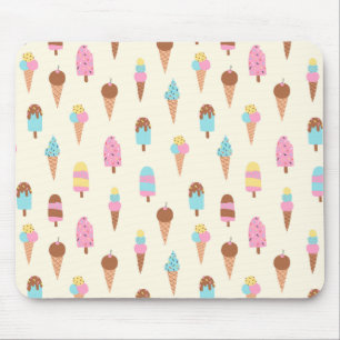 Cute Pastel Ice Cream Sweets Pattern Mouse Pad