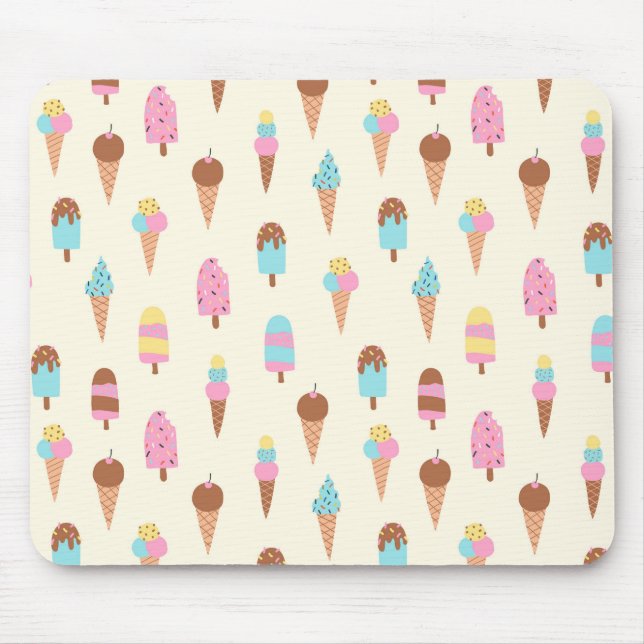 Cute Pastel Ice Cream Sweets Pattern Mouse Pad (Front)