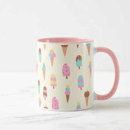 Cute Pastel Ice Cream Sweets Pattern Mug
