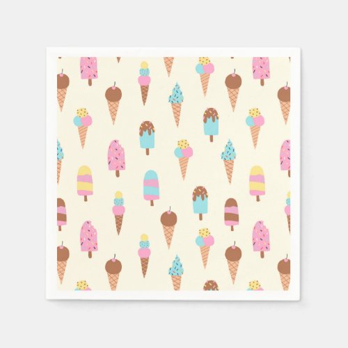 Cute Pastel Ice Cream Sweets Pattern Napkins