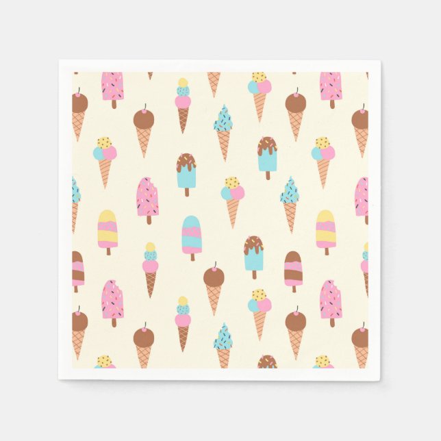 Cute Pastel Ice Cream Sweets Pattern Napkins (Front)