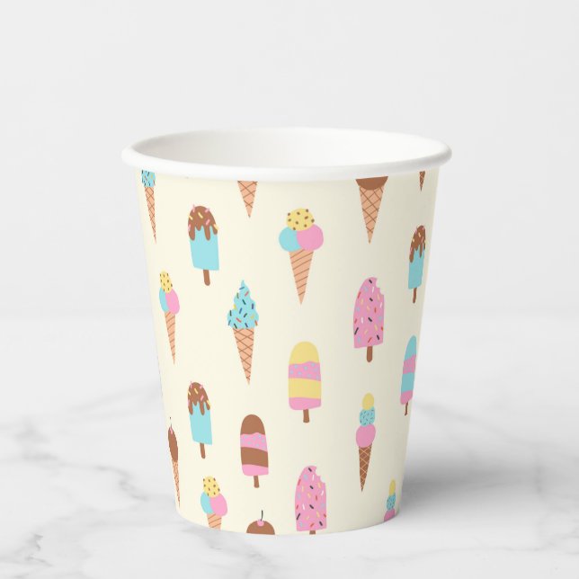 Cute Pastel Ice Cream Sweets Pattern Paper Cups (Front)