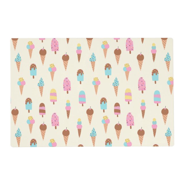 Cute Pastel Ice Cream Sweets Pattern Placemat (Front)