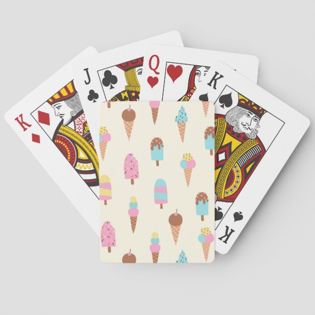 Cute Pastel Ice Cream Sweets Pattern Poker Cards (Back)