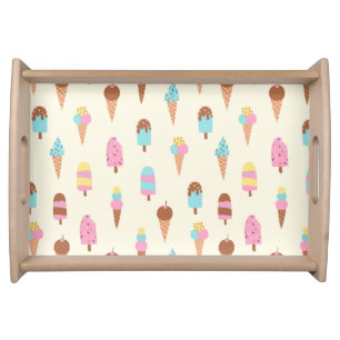 Cute Pastel Ice Cream Sweets Pattern Serving Tray