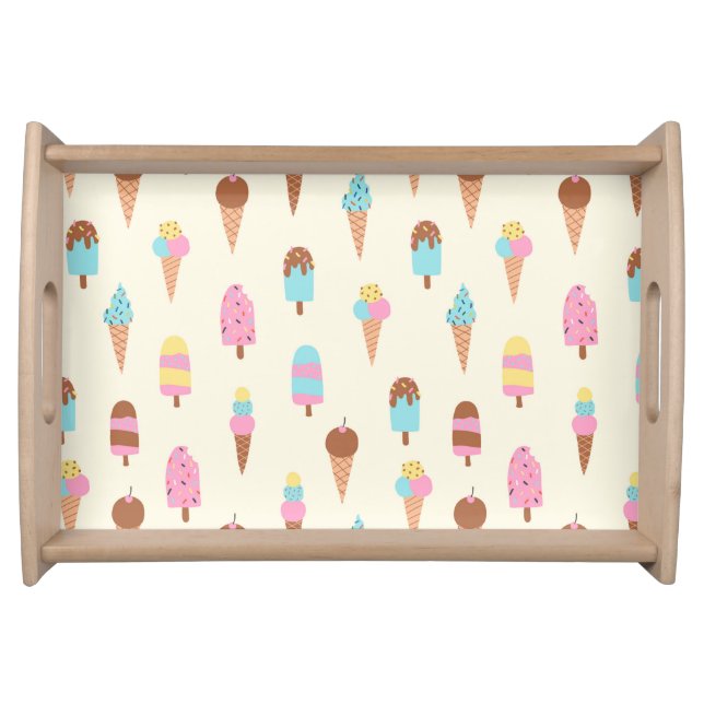 Cute Pastel Ice Cream Sweets Pattern Serving Tray (Front)