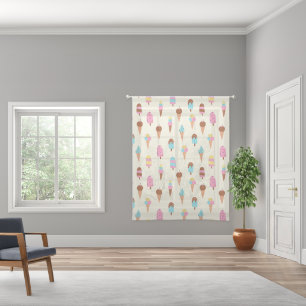 Cute Pastel Ice Cream Sweets Pattern Sheer Curtains