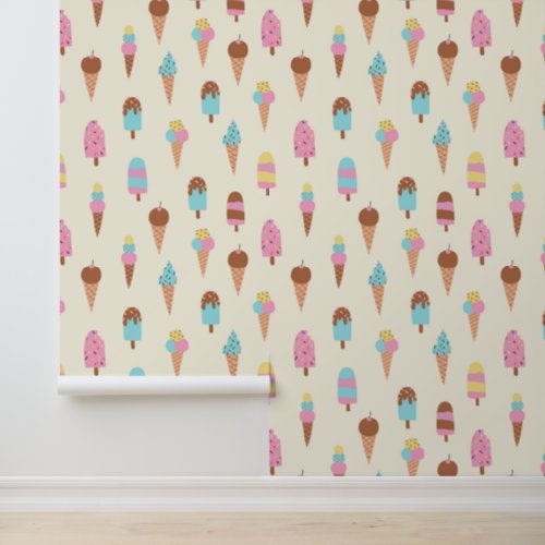 Cute Pastel Ice Cream Sweets Pattern Wallpaper