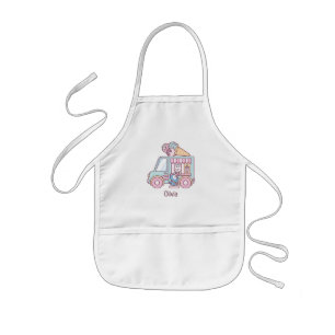 Cute Pastel Ice Cream Truck Bunny And Penguin Kids' Apron