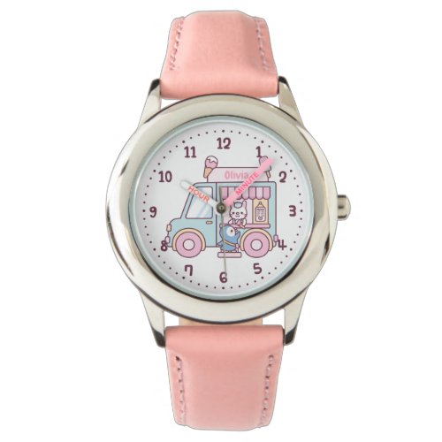 Cute Pastel Ice Cream Truck Personalized Watch
