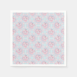 Cute Pastel Kawaii Bunny Dot Mandala Art Deco Fans Napkins