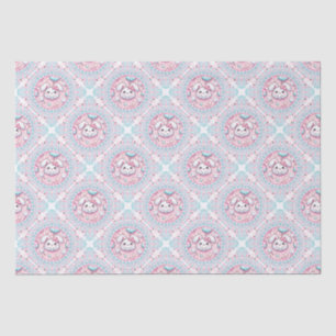 Cute Pastel Kawaii Bunny Dot Mandala Diamond Tile Tissue Paper