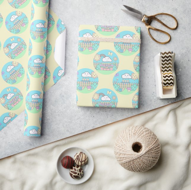 Cute Pastel Kawaii Garden Polka Dots Wrapping Paper (Crafts)