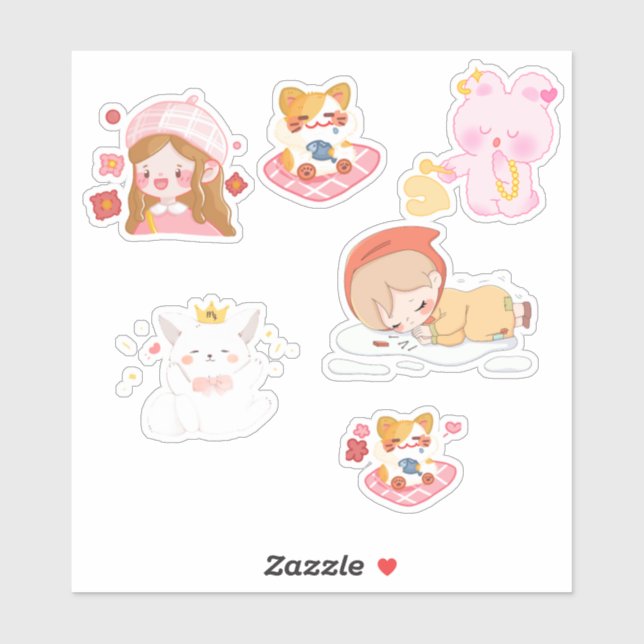 Cute Pastel Kawaii Stickers (Sheet)