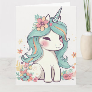 Cute Pastel Kawaii Unicorn Card